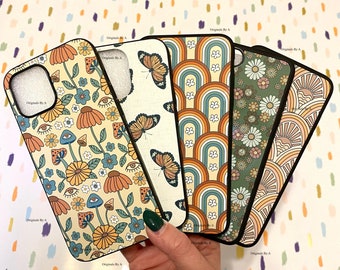 Retro Phone Cases, Vintage 70s Aesthetic, Indie grunge hippie groovy good vibes abstract floral psychedelic 70's clothing peace