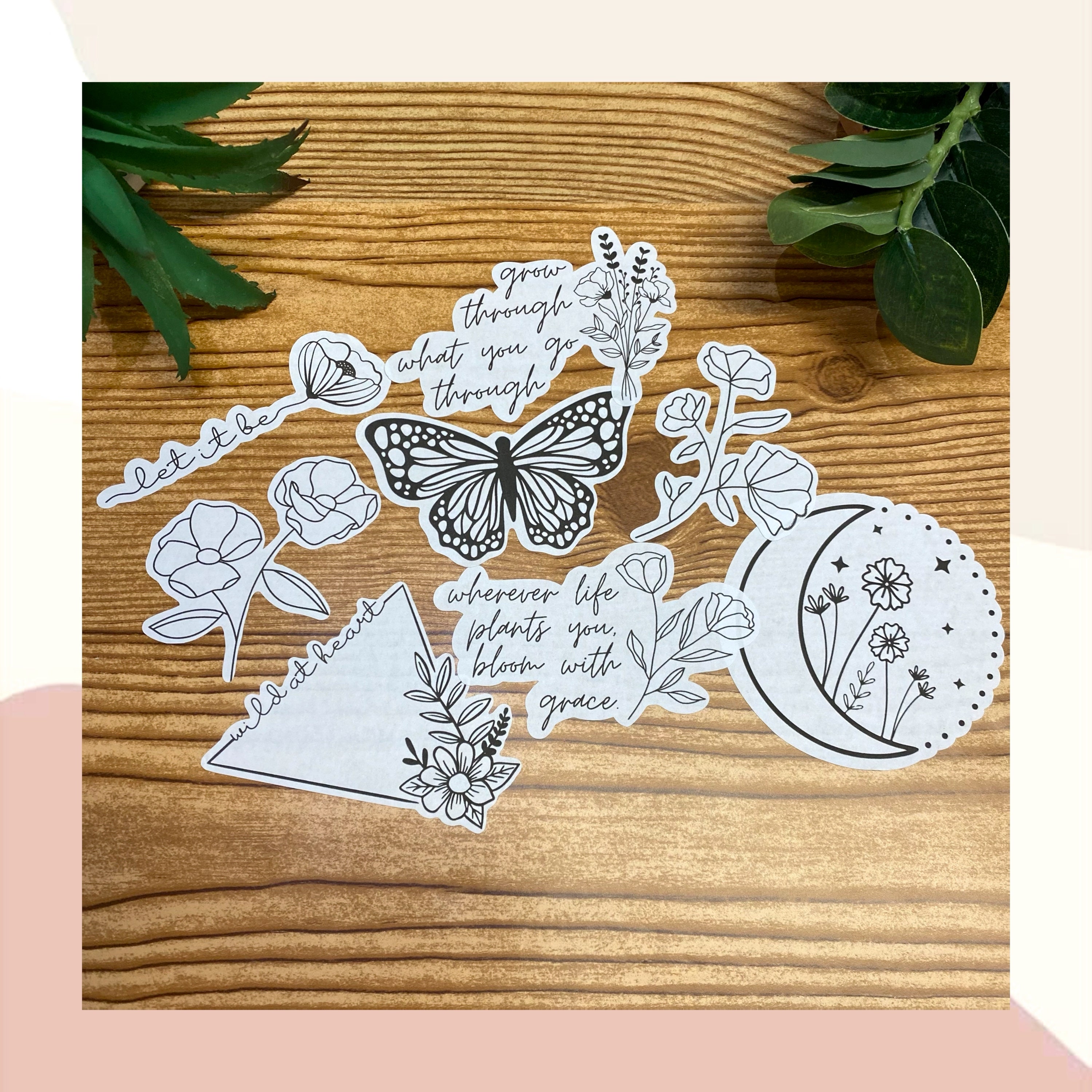 minimalist boho aesthetic sticker pack free shipping etsy