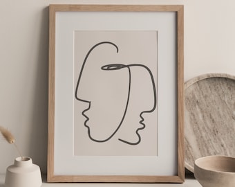 Line Art Face Poster, Trendy Minimalist Wall Art (Digital Download)