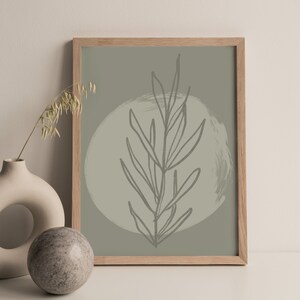 Abstract Leaf, Sage Green Printable Wall Art, Sage Green Print, Above Bed Decor, Trendy Geometric Wall Art, Botanical Wall Art