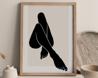 Abstract Woman Legs Art Print, Feminine Silhouette (Digital Download)