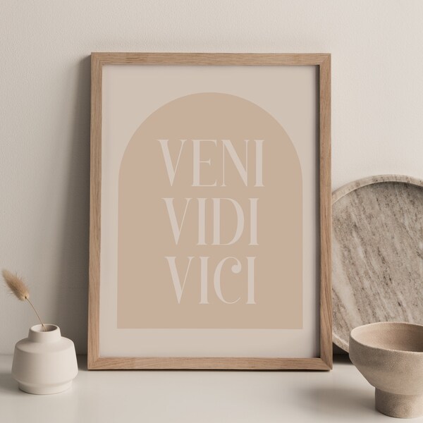 Vini Vidi Vici Quote, Digital print, Trendy Aesthetic wall art, Printable wall art, Above bed art, Minimalist print, Modern wall art