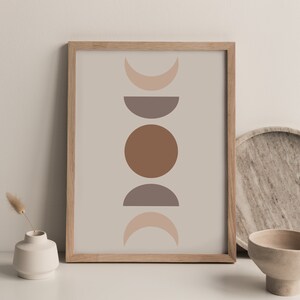 Moon Phase Print, Geometric Trendy Wall Art, Above Bed Decor, Mid Century Poster, Aesthetic Printable Wall Art, Farmhouse Wall Decor