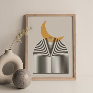 Geometric Wall Art, Rainbow Moon Wall Art, Aesthetic Room Decor, Mid Century Poster, Above Bed Decor, Boho Nursery Decor Instant Download image 5