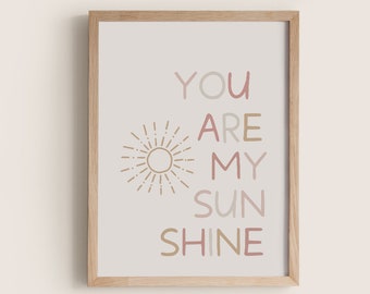 You Are My Sunshine Nursery Print, Pink Nursery Decor (Digital Download)
