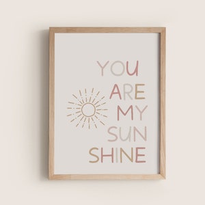 Du bist mein Sonnenschein Druck, Kinderzimmer Wandkunst, Sonne Kunst, rosa Kinderzimmer Dekor, druckbare Kinderzimmer Wandkunst, Liedtexte, ästhetische Wandkunst