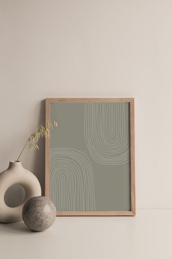 Sage Green Printable Art, Sage Green Print, Above Bed Decor, Trendy Wall Art, Geometric Printable Wall Art, Abstract Art Print, One Line Art