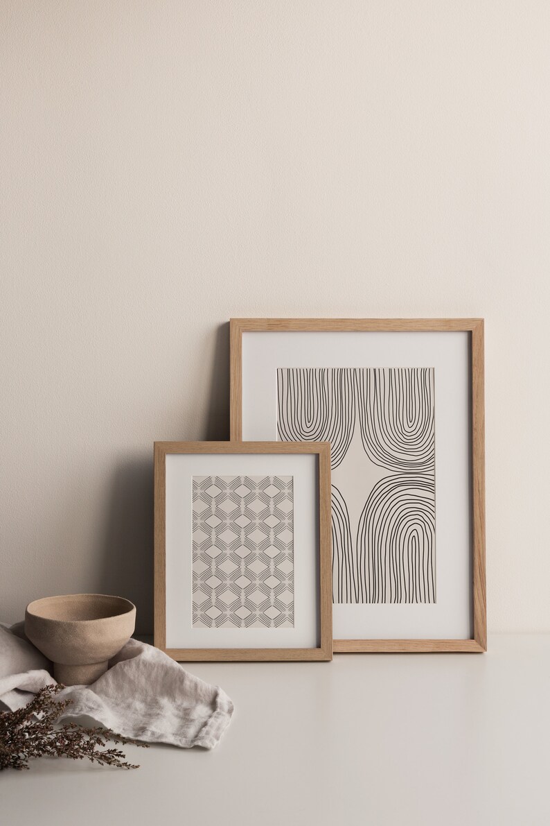 Geometric Black and White Art Print, Minimalist Line Art (digital Print ...
