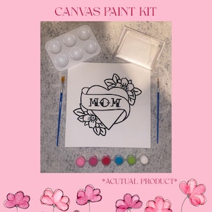 Paint Your Own Canvas Kit, Paint Party Kit for Kids, Teens and Adults, Physical Paint Kit, Mothers day Pre drawn Canvas with paint supplies