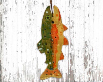 Crystal CUTTHROAT TROUT Clay Wall Hanging • Fly-fishing • Cabin Decor • Fisherman’s Gift