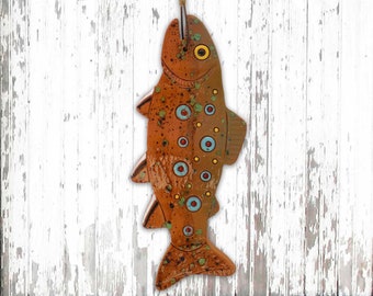 Crystal BROOK TROUT Clay Wall Hanging • Fly-fishing • Cabin Decor • Fisherman’s Gift