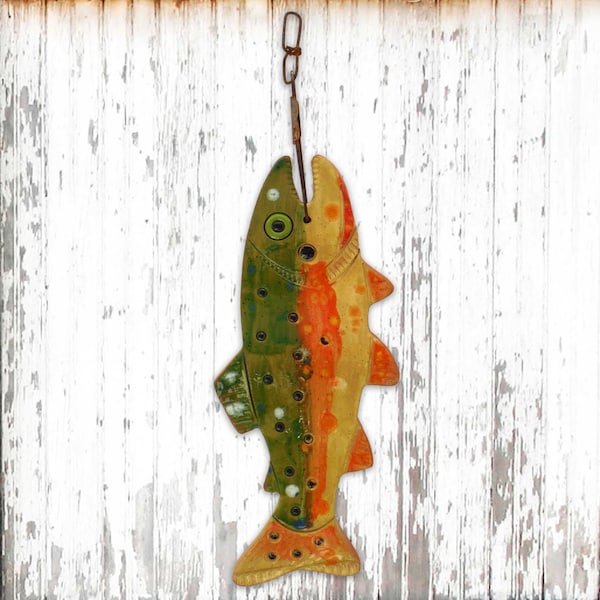 Crystal CUTTHROAT TROUT Clay Wall Hanging • Fly-fishing • Cabin Decor • Fisherman’s Gift