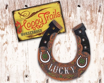 Lucky Horseshoe Clay Wall Hanging • Ranch House • Western Wall Decor • St Patrick's Day Gift • Horse Lover Gift • Handmade Ceramic