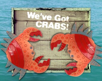 Clay Crab Wall Hanging • Beach House Wall Decor • Cancer Zodiac Sign • Ceramic Crab Sea Creature by BarnKat Studio • Coastal Art