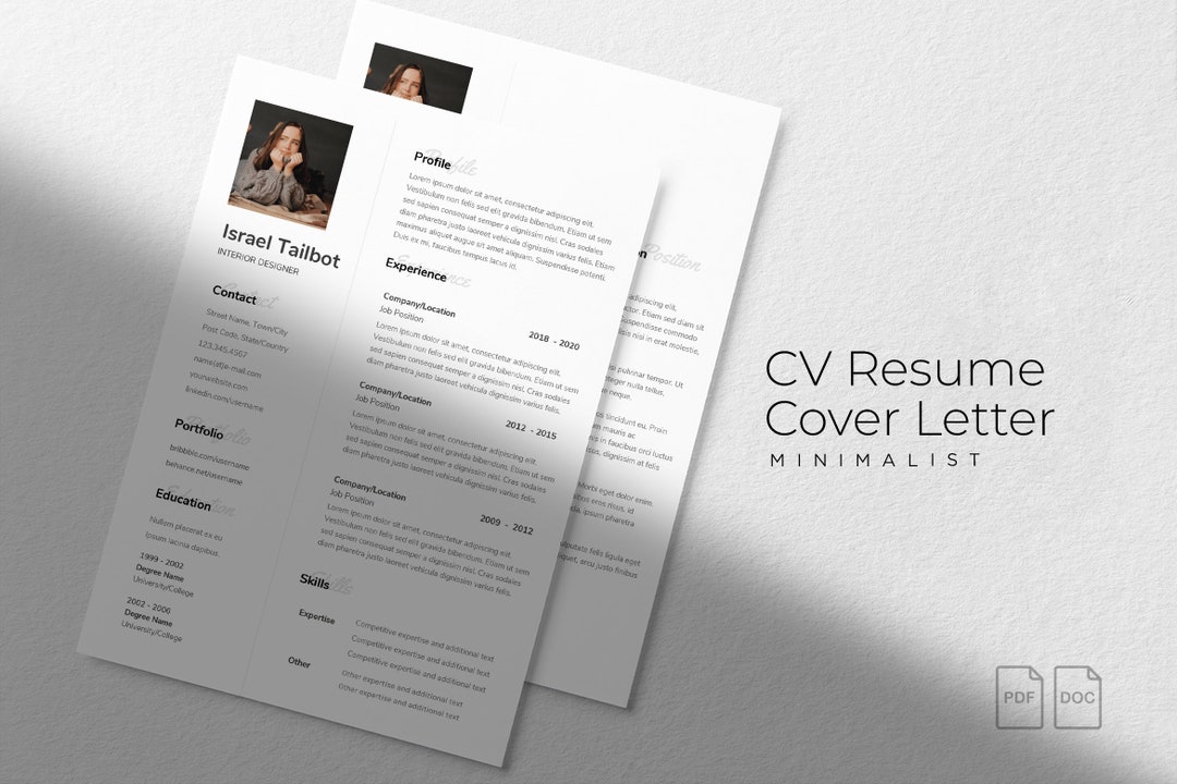 CV Resume Template & Cover Letter - Etsy