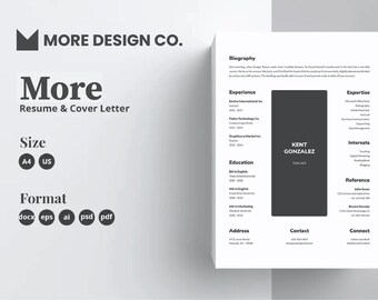 Resume Template Word, CV Template, Cover Letter, Template, Professional and Creative Resume, Resume, Instant Download