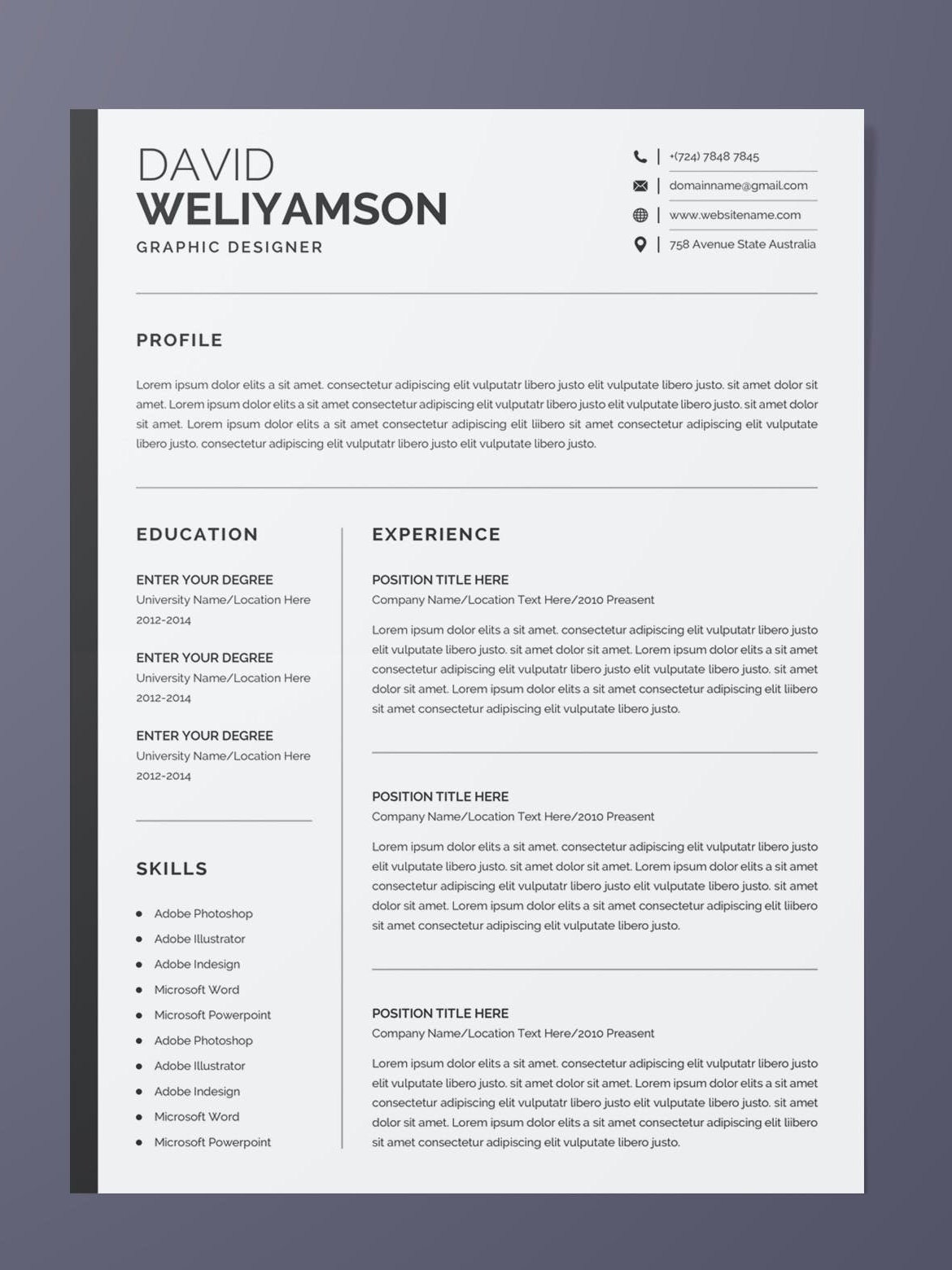 Resume Template Word CV Template Cover Letter Teacher Resume