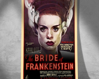 Bride of Frankenstein Art Print – Classic Universal Monsters Horror Poster - Wall Art