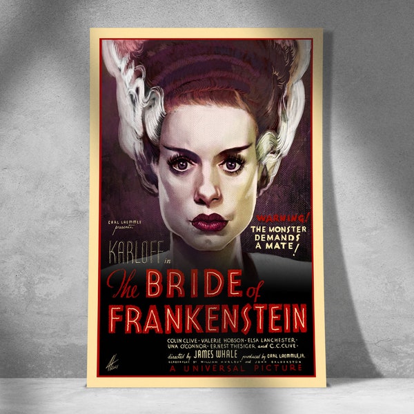 Bride of Frankenstein Art Print – Classic Universal Monsters Horror Poster - Wall Art
