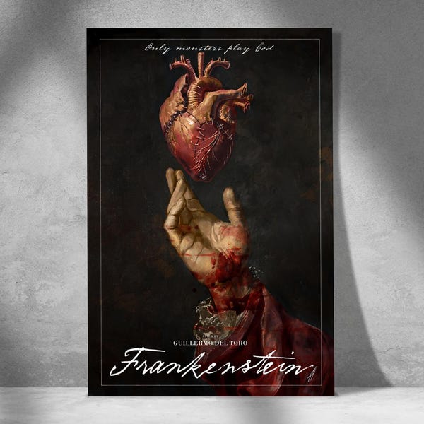 Frankenstein (2025) – Gotycka sztuka science fiction – Druk cyfrowy – Epicka reinterpretacja Guillermo del Toro