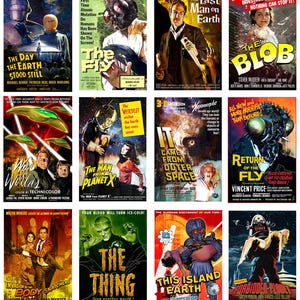 Sci-Fi Movie Poster Bundle: 12 Vintage Retro Art Prints