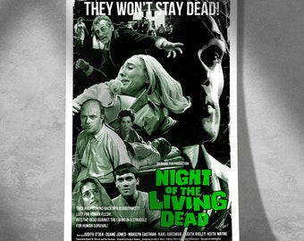 Night of the Living Dead-poster – klassieke zombiefilm, George A. Romero Tribute (digitale print)