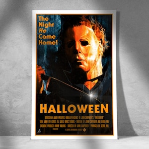 Lámina artística de Halloween de Michael Myers: póster clásico de terror slasher - Arte mural