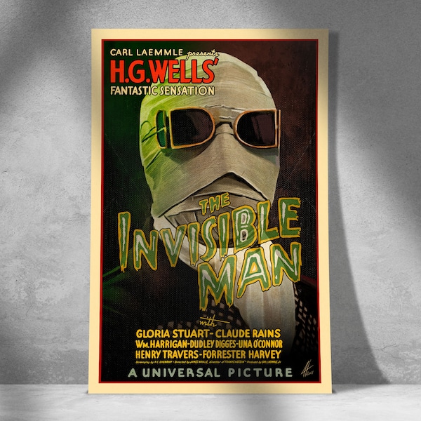 The Invisible Man – Classic Universal Horror – Digital Art Print – Wall Art
