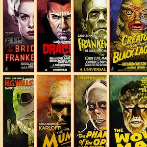 Póster de Monstruos de Universal: Láminas artísticas de iconos clásicos del cine de terror - Arte mural