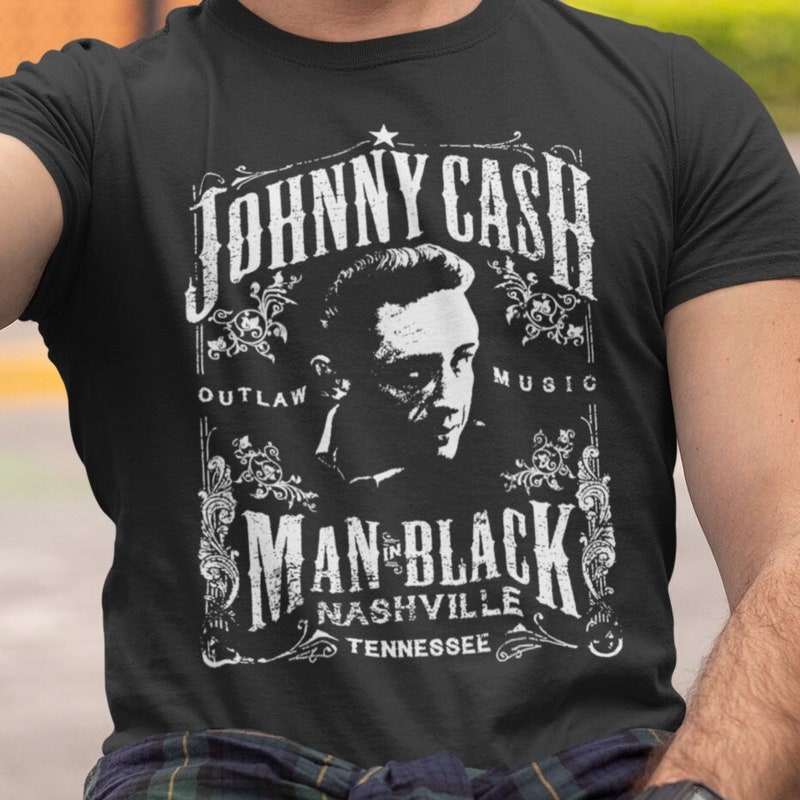 Johnny Cash Man in Black Shirt - Etsy