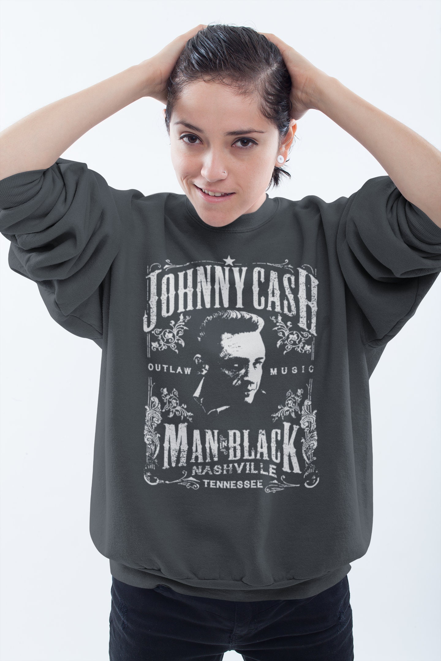 Johnny Cash Vintage Man in Black Outlaw Music Gift for Men for