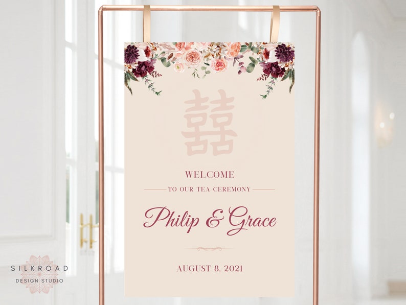 Chinese Tea Ceremony Wedding, Chinese Wedding Sign, Double Happiness