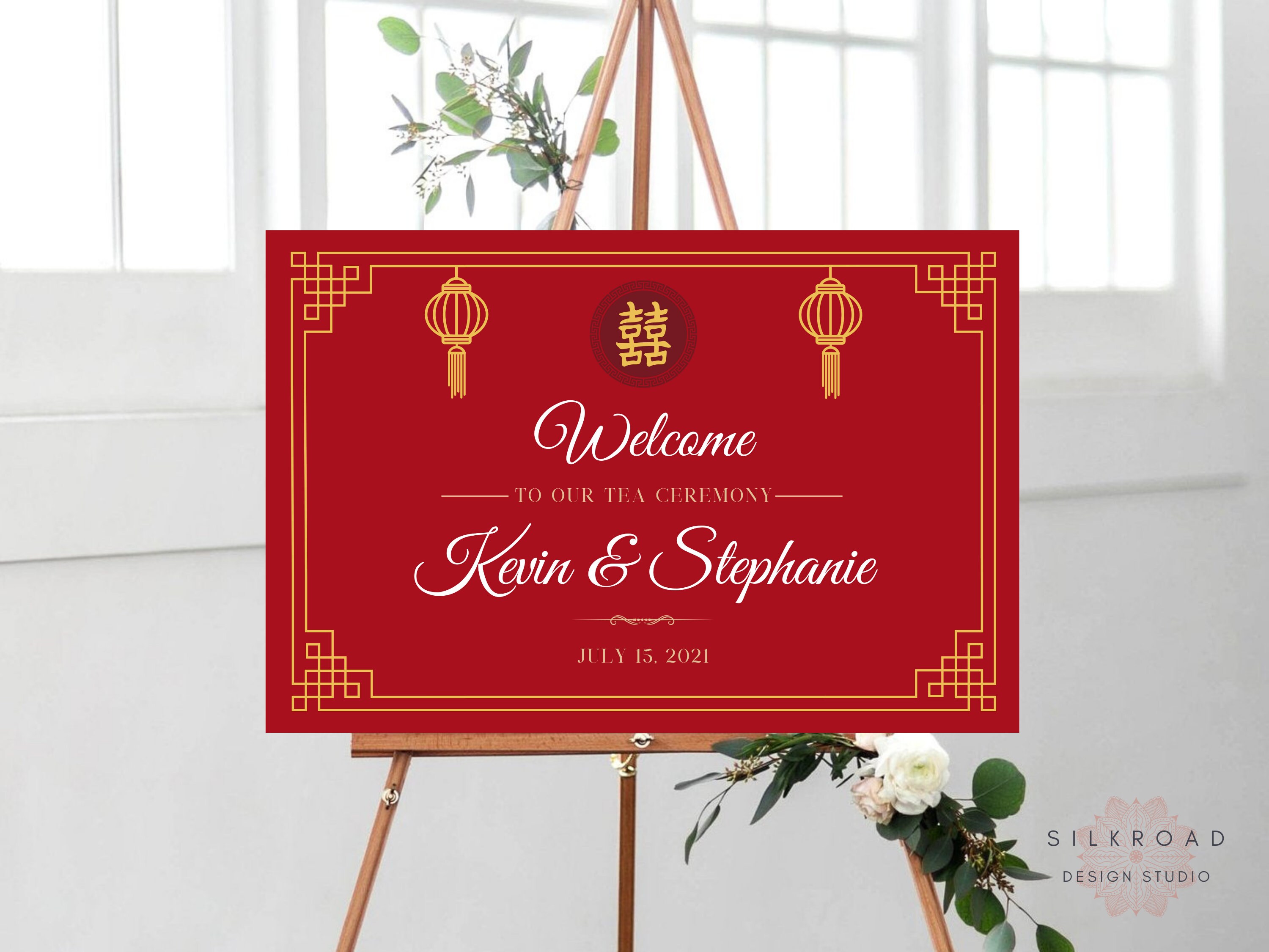 Custom Tea Ceremony Wedding Sign for Chinese Wedding, Vietnamese Wedding With Double Happiness