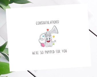 So Pumped For You, Cute Baby Card, New Baby Congrats Card, Baby Shower funny card, Cute New Baby Card, funny new baby Card, Cute Punny Card