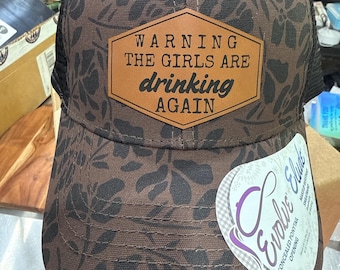 Warning the girls are drinking again PONYTAIL hat, funny hat, ponytail hat, girl trip