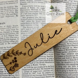 Personalized Wooden bookmark, custom bookmark, wood engraved bookmark, gifts for her, gifts for him