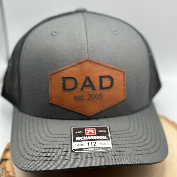 Dad Leatherette patch hat, est date dad hat