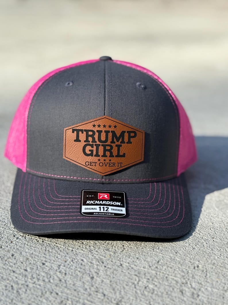 Trump girl, get over it, Leatherette patch hat, ponytail hat, image 5