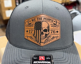 We the people skull and flag, 1776, leatherette patch hat, America, 250 years