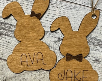 Personalized Easter Basket Tag - wooden tag- wooden engraved tag- Easter Place card- Easter bunny