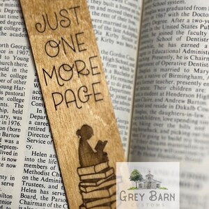 Personalized Wooden bookmark, custom bookmark, wood engraved bookmark, gifts for her, gifts for him, just one more page