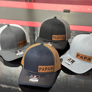 Papa Leatherette patch hat, grandpa, pawpaw, pops, poppa, dad, daddy, Fathers day