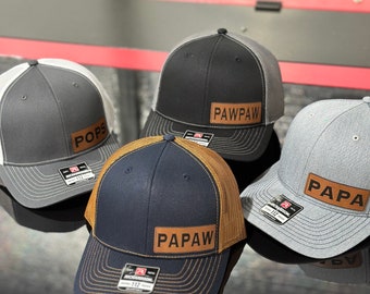 Papa Leatherette patch hat, grandpa, pawpaw, pops, poppa, dad, daddy, Fathers day