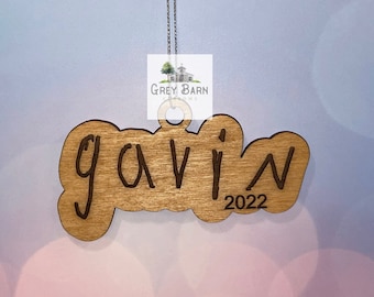 Engraved Handwriting ornament, or magnet, Childs handwriting, parents, grandparents handwriting