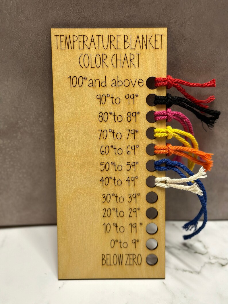 Temperature Blanket Color Chart Reusable Wood Card Crochet Etsy