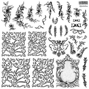 May include: A collection of black and white floral and scroll designs, perfect for adding a touch of vintage elegance to your projects.  These intricate patterns are ideal for scrapbooking, card making, invitations, and more.