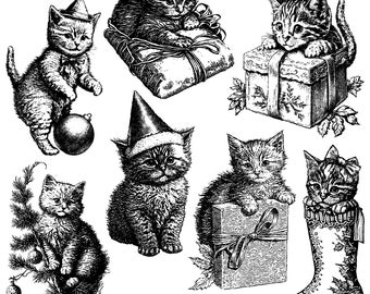 IOD Christmas Kitties Stamp Iron Orchid Designs