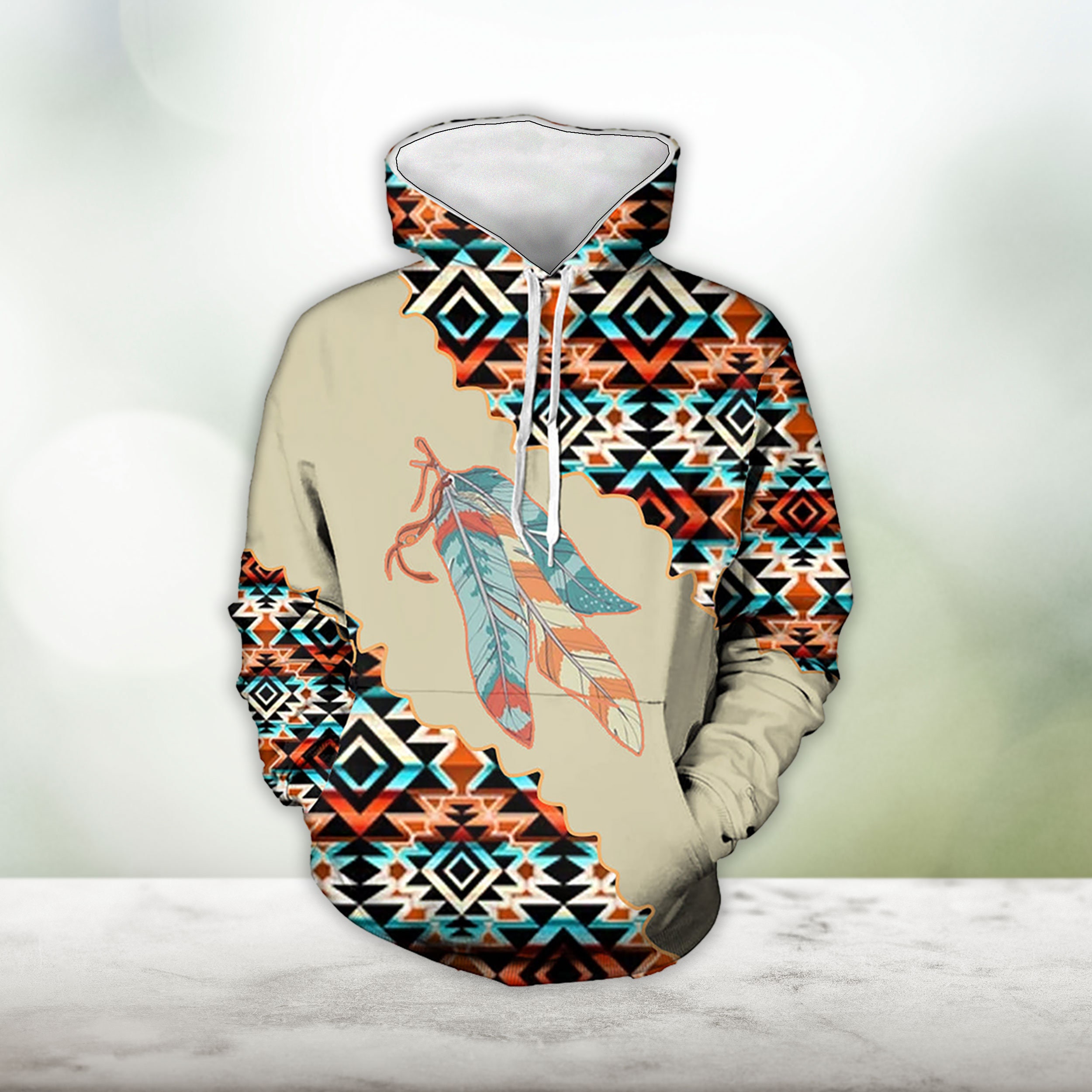 Discover Feather Pattern Native American 3D Allover Printed Hoodie