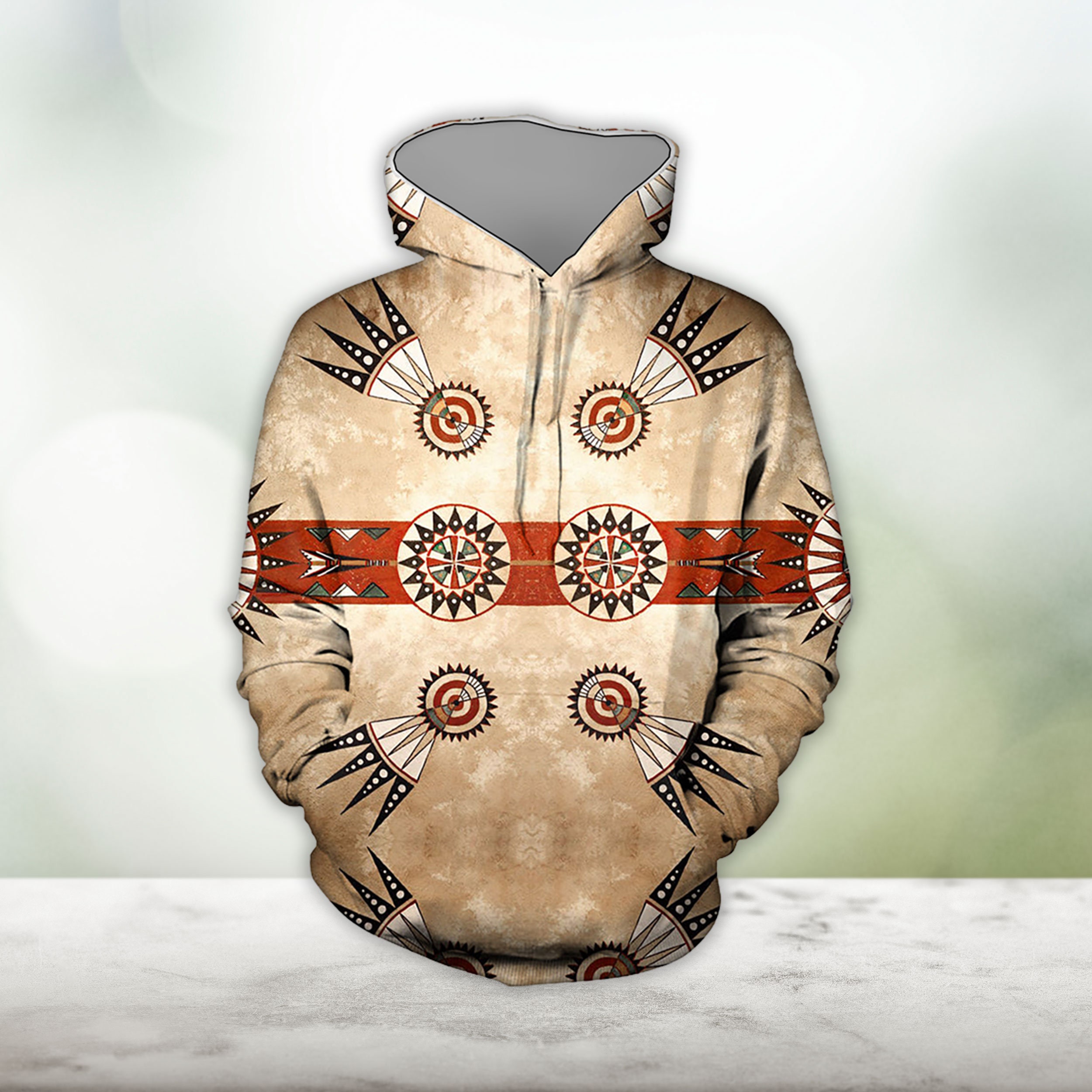 Discover Native Drum Head Pattern Native American 3D Allover Hoodie