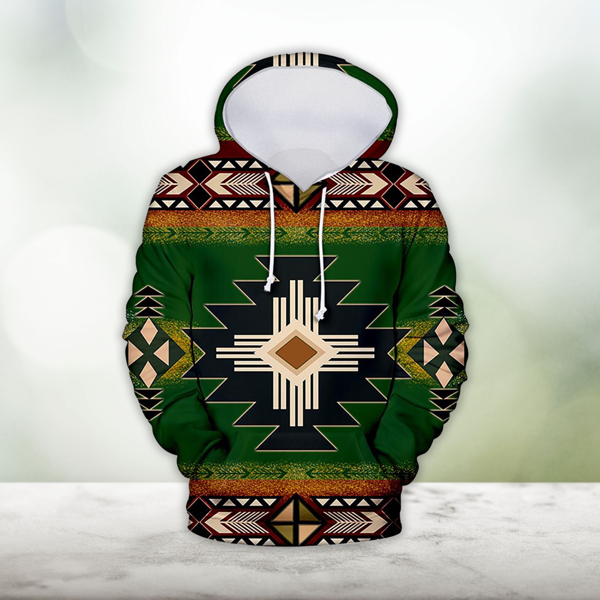 Discover Southwest Green Symbol Native American 3D Allover Hoodie